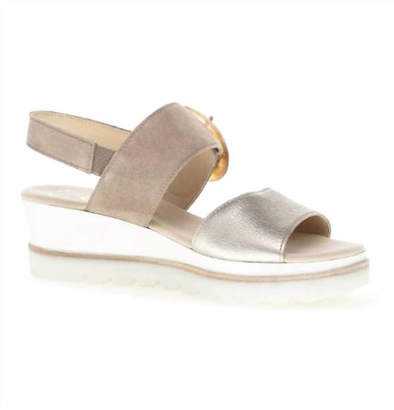 NEW GABOR ladies touch fastening sandals in metal cervo - Picture 2 of 5